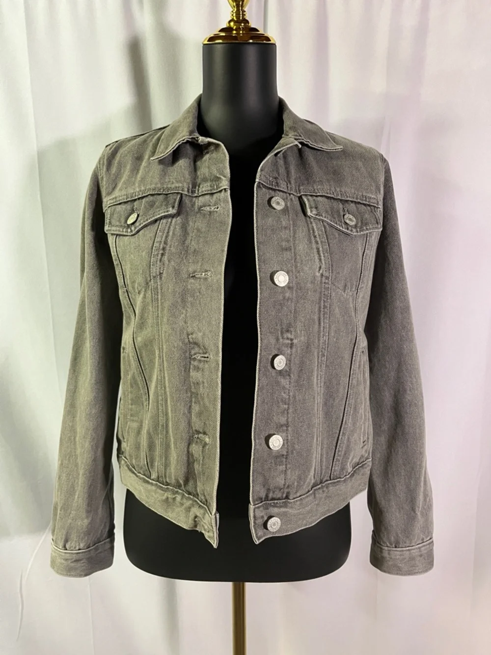 Gap Washed Grey Icon Cropped Denim Jacket - Picture 1 of 16